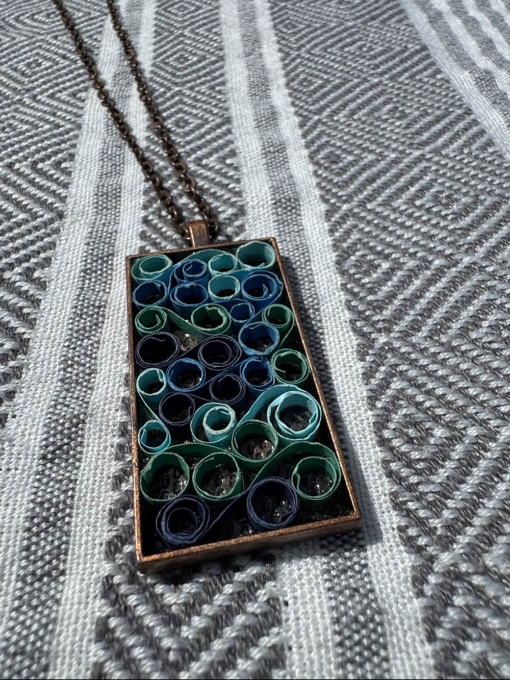 Rectangular pendant necklace 12”